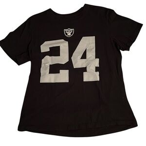 Raiders Nike T-Shirt Johnathon Abram 24 Men’s Lg  White on Black NFL